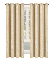 OpulentDreams Embossed Woven Thermal Insulated Curtains - Room Darkening Ring-Top Window Curtains for Bedroom & Living Room - Includes Two Tie Backs - Pair of Panels - Opulent Dreams