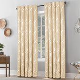 Silver Wave Foil Print Curtains Beige – Room Darkening, Thermal Eyelet Curtains with Tie Backs