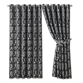 OpulentDreams Jacquard Curtains - Heavy Ring Top Window Curtains for Bedroom & Living Room - Fully Lined - Includes Two Tie Backs - Pair of Panels