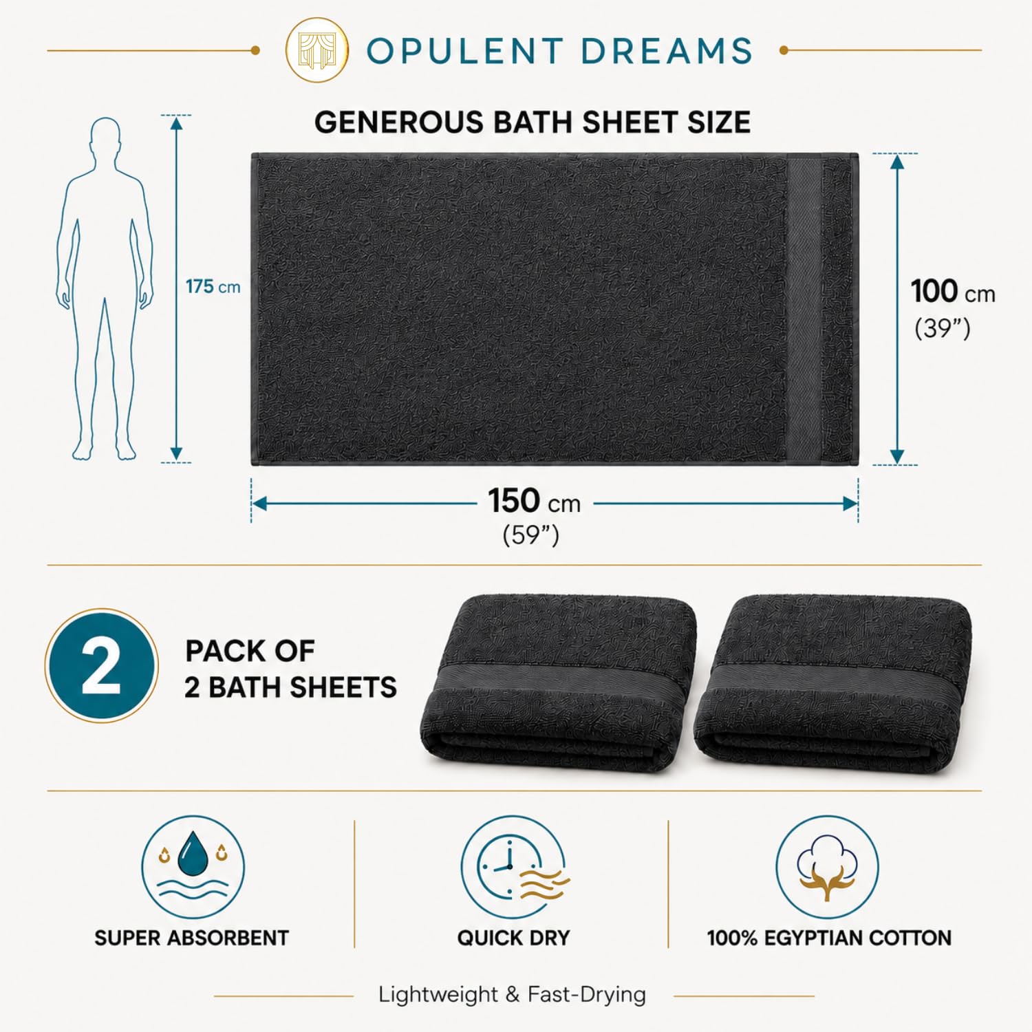 Luxury 100% Egyptian Cotton Towel Set – Beige, Super Soft & Quick-Dry