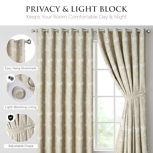 Jacquard Curtains – Fully Lined Ring Top with Tie Backs