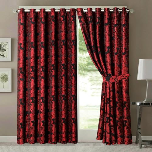 Jacquard Curtains – Fully Lined Ring Top with Tie Backs