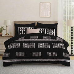 Opulent Living Luxury Royal Blue Geometric Bedding Set โ Greek Key Pattern Duvet Cover Set with Pillowcases, Soft Microfiber Comforter Cover,