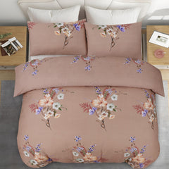 Opulent Living Duvet Cover Set With Fitted Sheet & Pillowcases,4 Piece Microfiber Soft Breathable Bedding Set, Machine Washable, Wrinkle Resistant, Single Double, King - Mauve