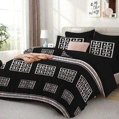 Opulent Living Luxury Royal Blue Geometric Bedding Set โ Greek Key Pattern Duvet Cover Set with Pillowcases, Soft Microfiber Comforter Cover,