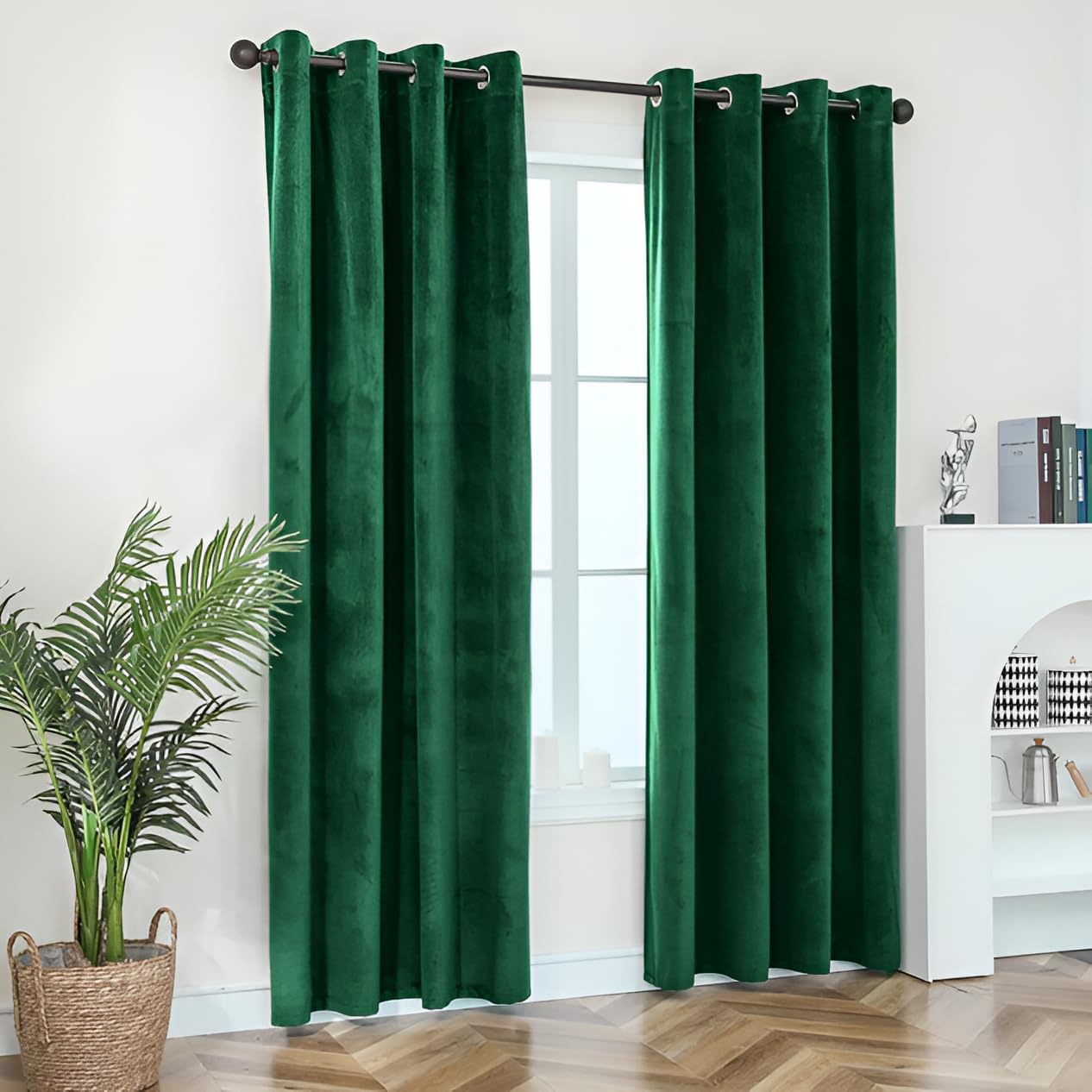 Opulent Dreams Crushed Velvet Curtains - Fully Lined & Room Darkening - Eyelet Ring Top for Bedroom & Living Room - Includes Two Tie Backs - Pair of Panels