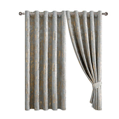 Abstract Metallic Velvet Curtains Silver – Foil Print, Fully Lined & Room Darkening