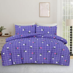 Opulent Living Duvet Cover Set With Fitted Sheet & Pillowcases,4 Piece Microfiber Soft Breathable Bedding Set, Machine Washable, Wrinkle Resistant, Single Double, King - Purple
