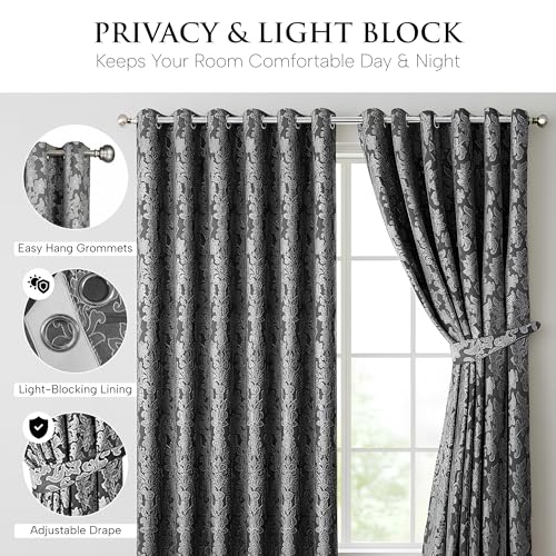 Jacquard Curtains – Fully Lined Ring Top with Tie Backs