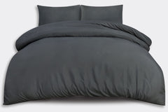 Plain Duvet Cover Set Grey – Soft Microfibre with Pillowcases