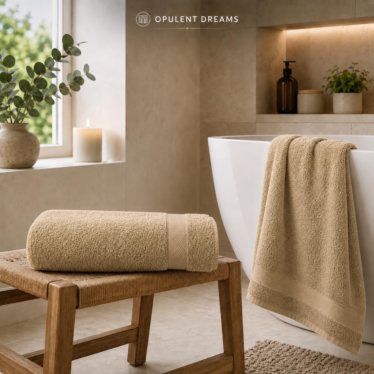 Luxury 100% Egyptian Cotton Towel Set – Beige, Super Soft & Quick-Dry