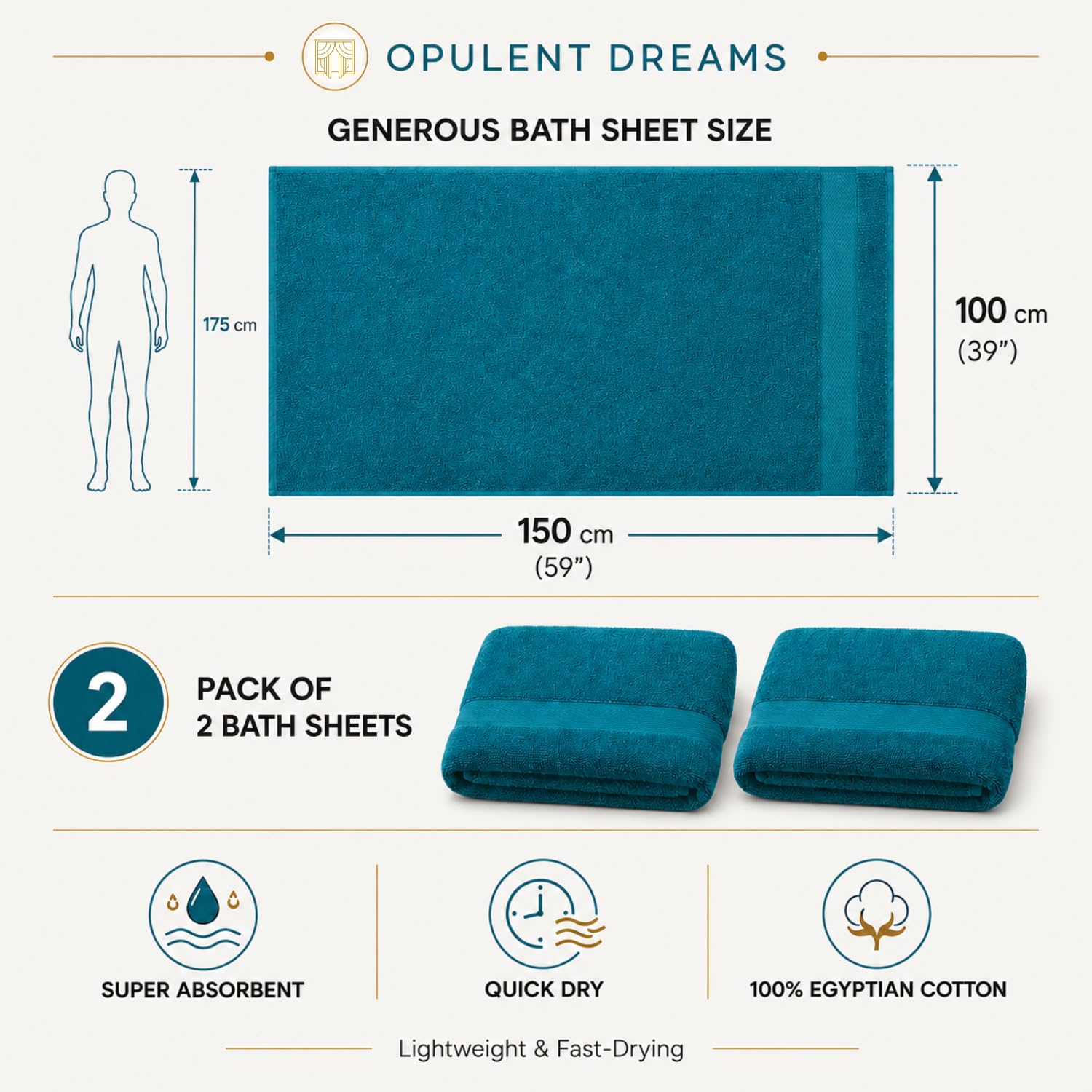 Luxury 100% Egyptian Cotton Towel Set – Beige, Super Soft & Quick-Dry