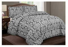 Opulent Living 3-Piece Jacquard Floral Comforter Set – Elegant Bedspread with 2 Pillow Shams, Durable 100% Polyester – All-Season & Machine Washable
