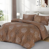 Opulent Living Duvet Cover Set With Fitted Sheet & Pillowcases,4 Piece Microfiber Soft Breathable Bedding Set, Machine Washable, Wrinkle Resistant, Single Double, King - Brown