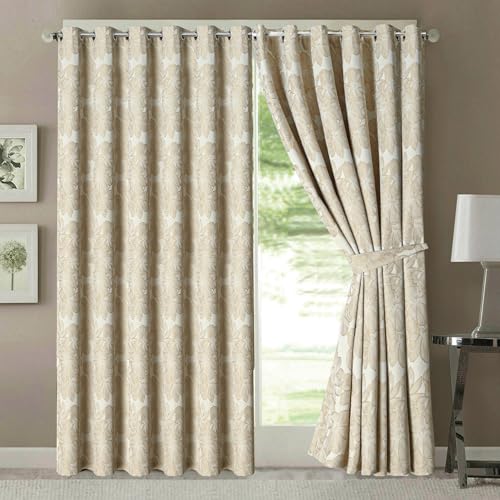 Jacquard Curtains – Fully Lined Ring Top with Tie Backs