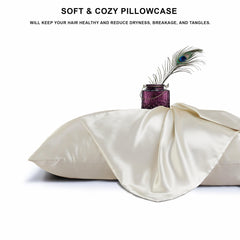 Satin Pillowcases Beige – 2 Pack for Hair & Skin, Envelope Closure