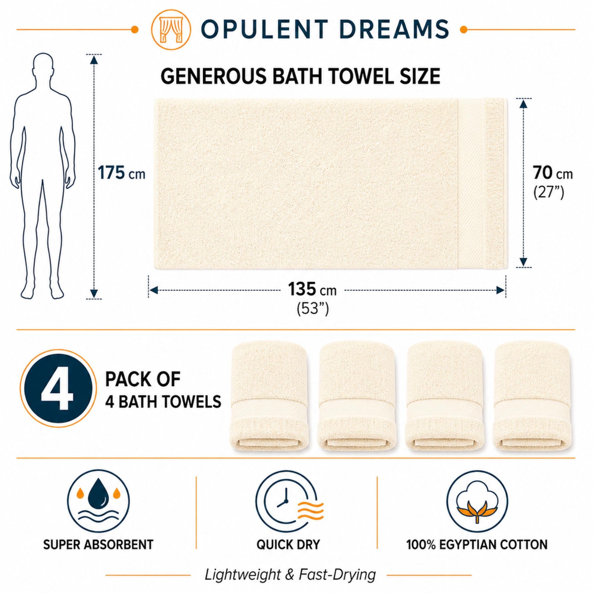 Luxury 100% Egyptian Cotton Towel Set – Beige, Super Soft & Quick-Dry