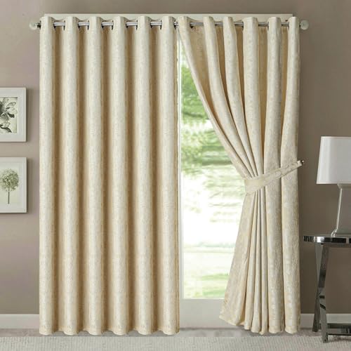 Jacquard Curtains – Fully Lined Ring Top with Tie Backs