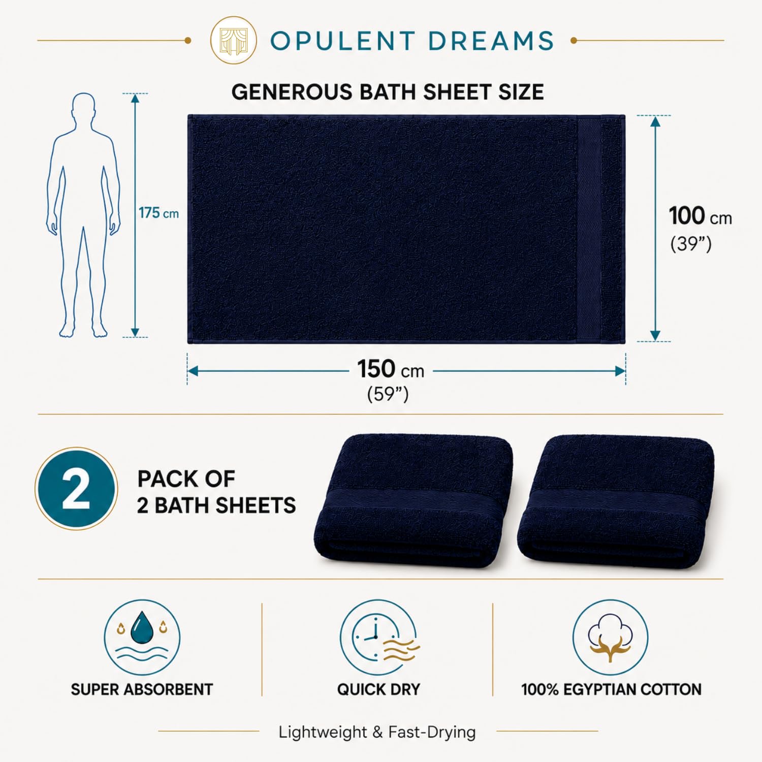 Luxury 100% Egyptian Cotton Towel Set – Beige, Super Soft & Quick-Dry