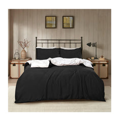 Reversible Plain Duvet Cover Set Beige/Burgundy – Soft Microfibre with Pillowcases