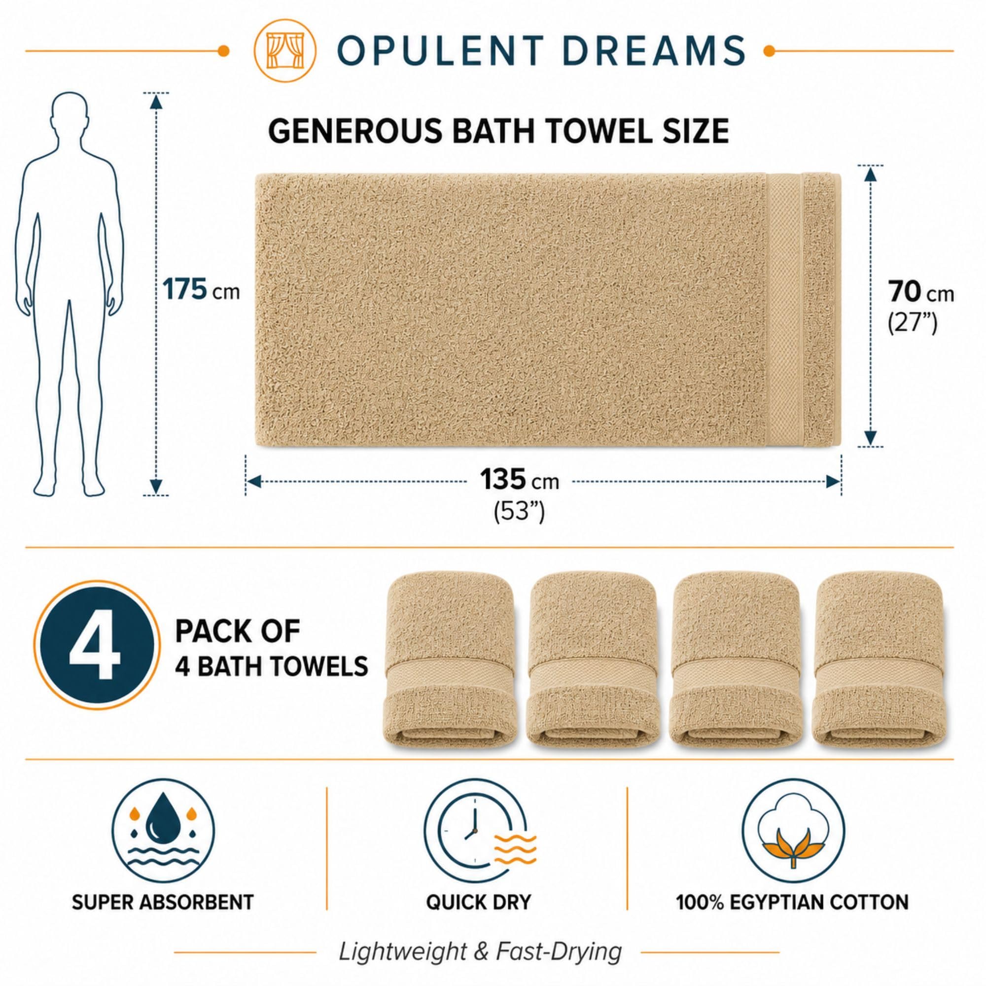 Luxury 100% Egyptian Cotton Towel Set – Beige, Super Soft & Quick-Dry