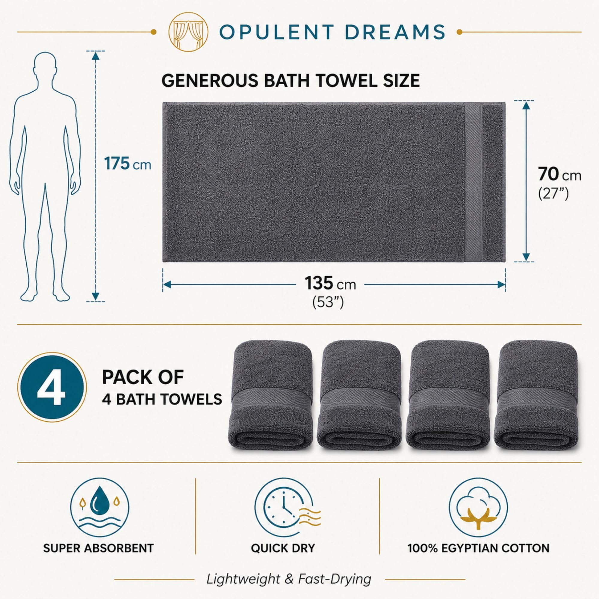 Luxury 100% Egyptian Cotton Towel Set – Beige, Super Soft & Quick-Dry