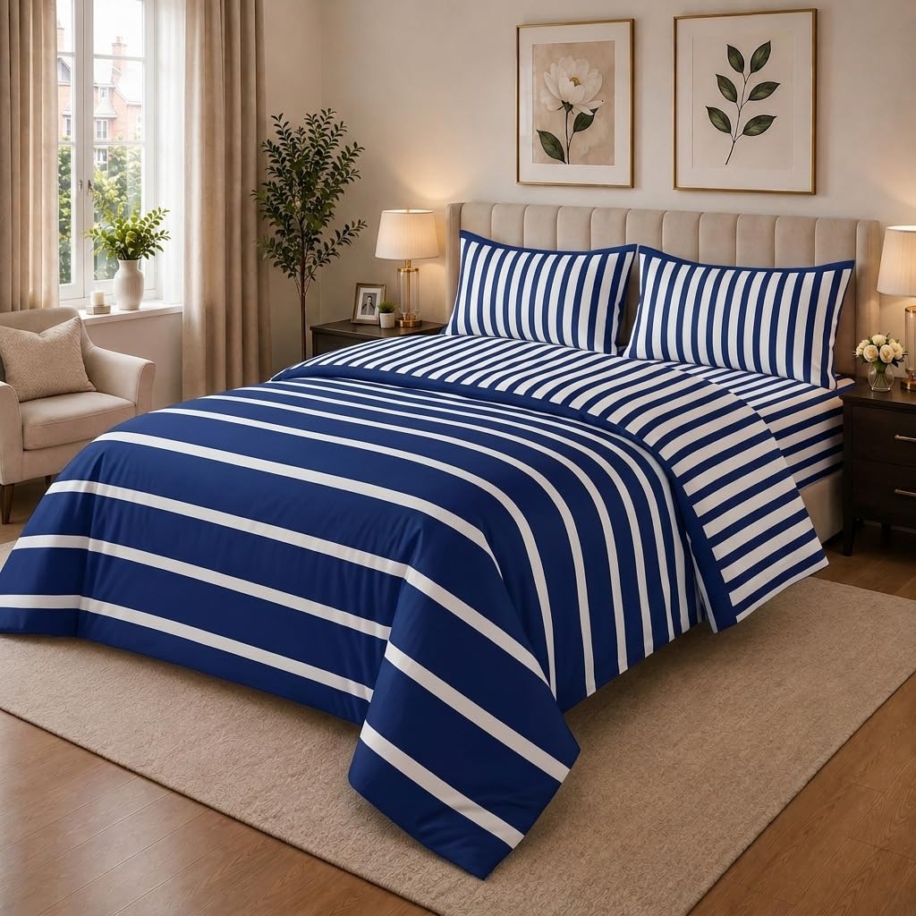 Living Premium Striped Duvet & Bedding Set – 2pc