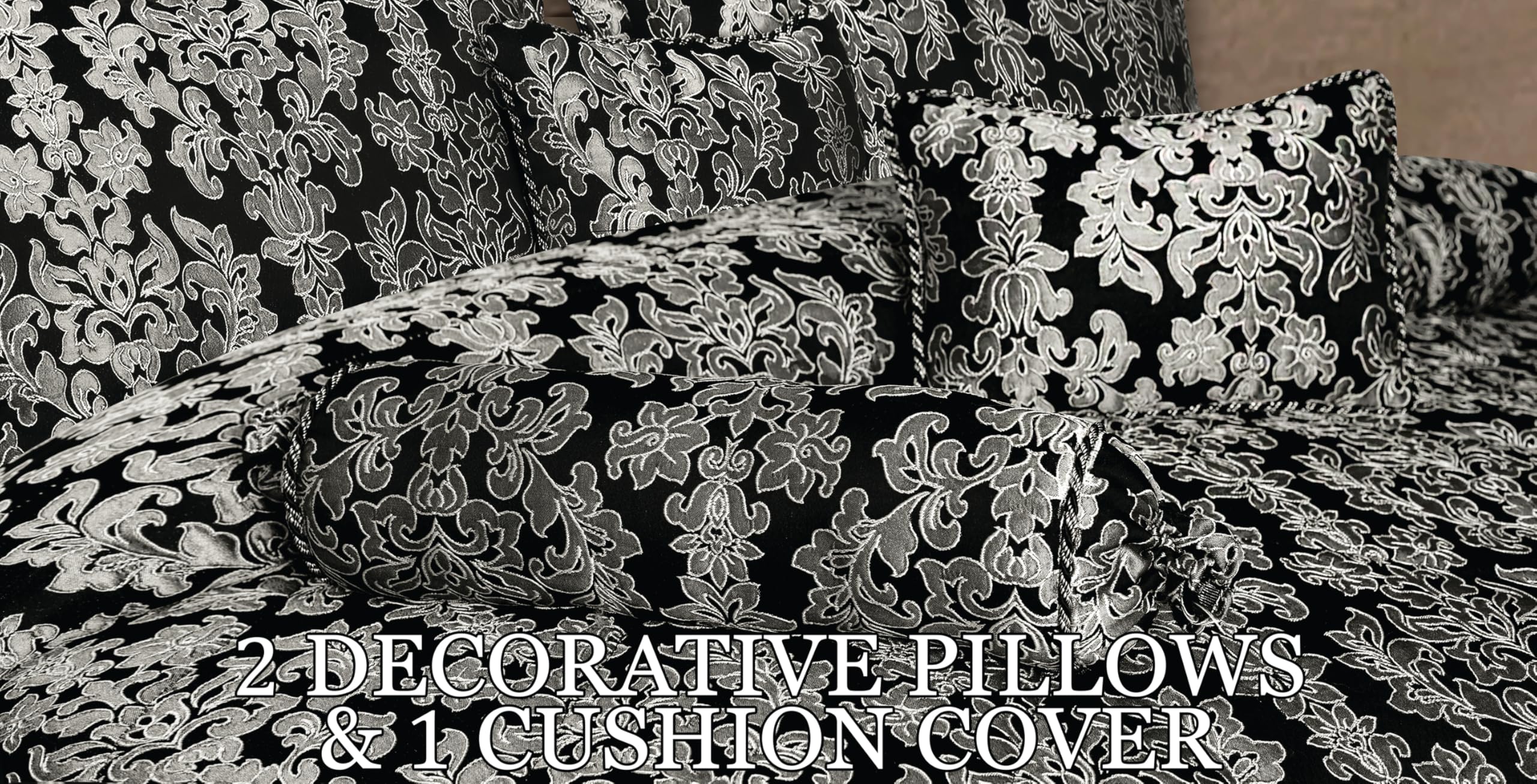 Living Luxury Jacquard Floral Comforter Set – 7pc