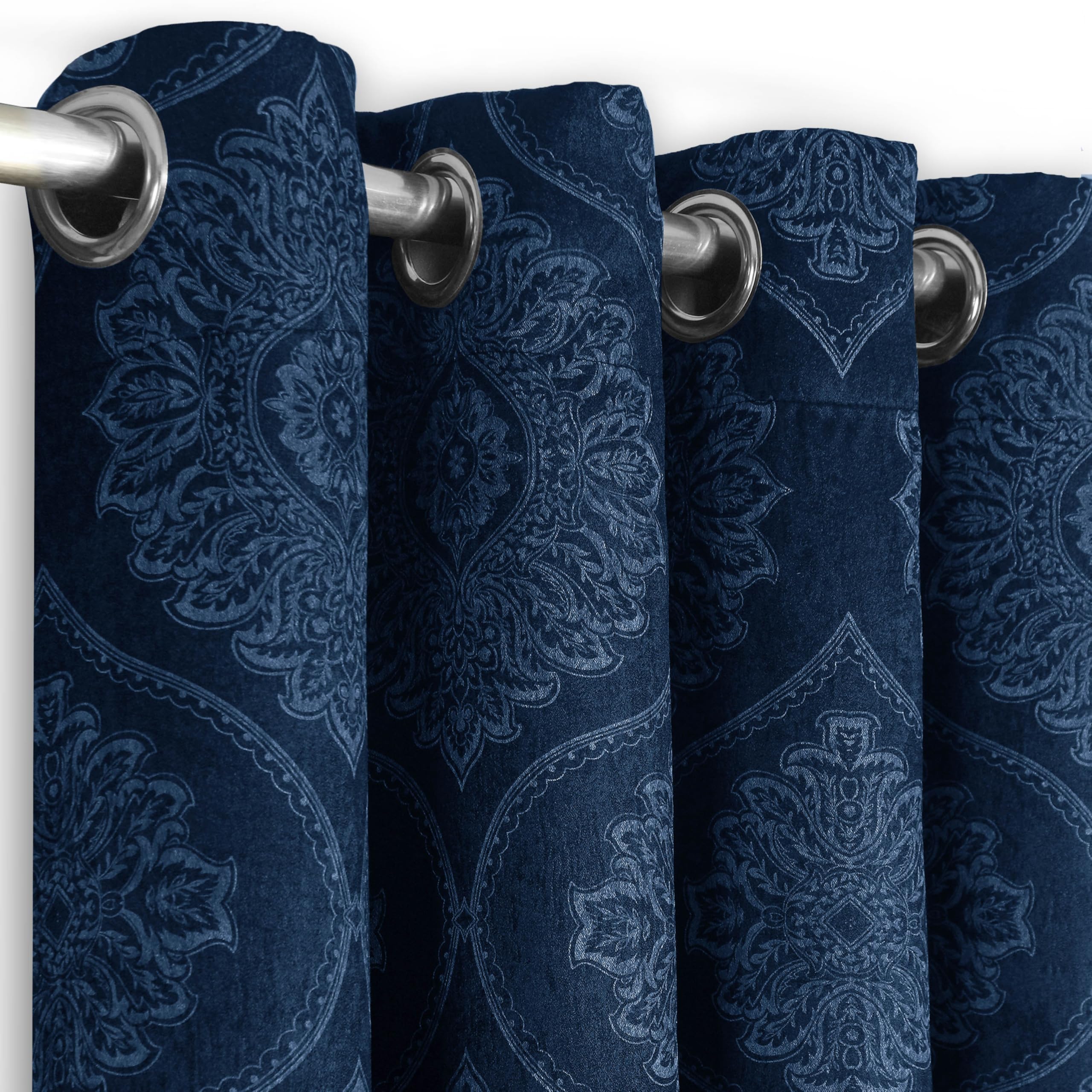 Premium Damask Room Darkening Curtains – Pair