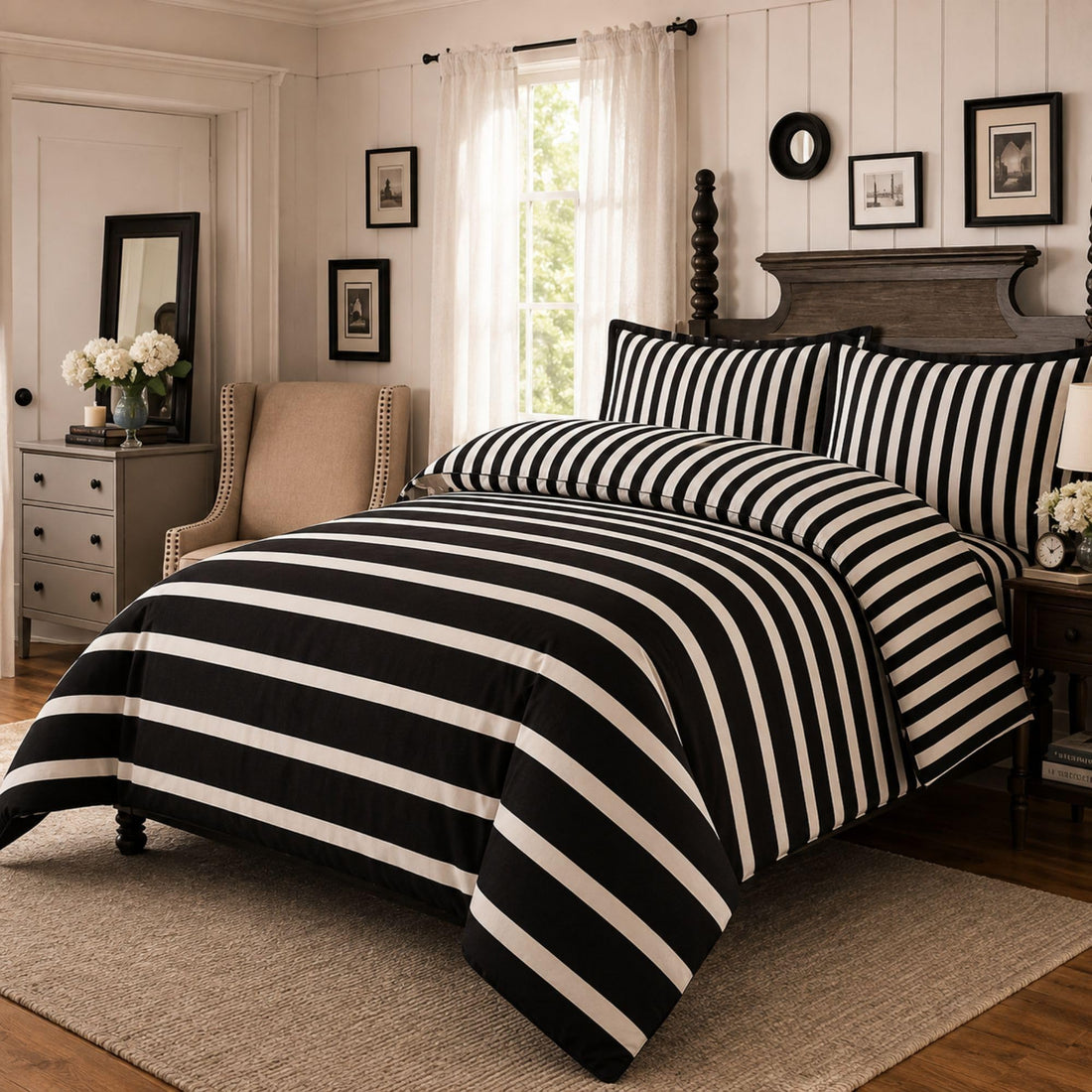 Living Luxury Striped Duvet & Bedding Set