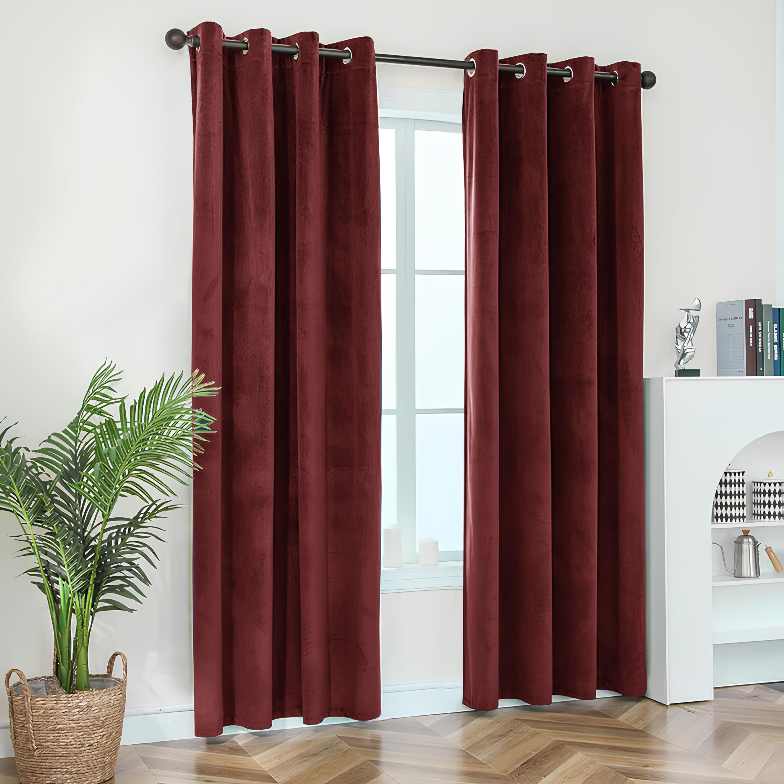 Opulent Dreams Crushed Velvet Curtains - Fully Lined & Room Darkening - Eyelet Ring Top for Bedroom & Living Room - Includes Two Tie Backs - Pair of Panels