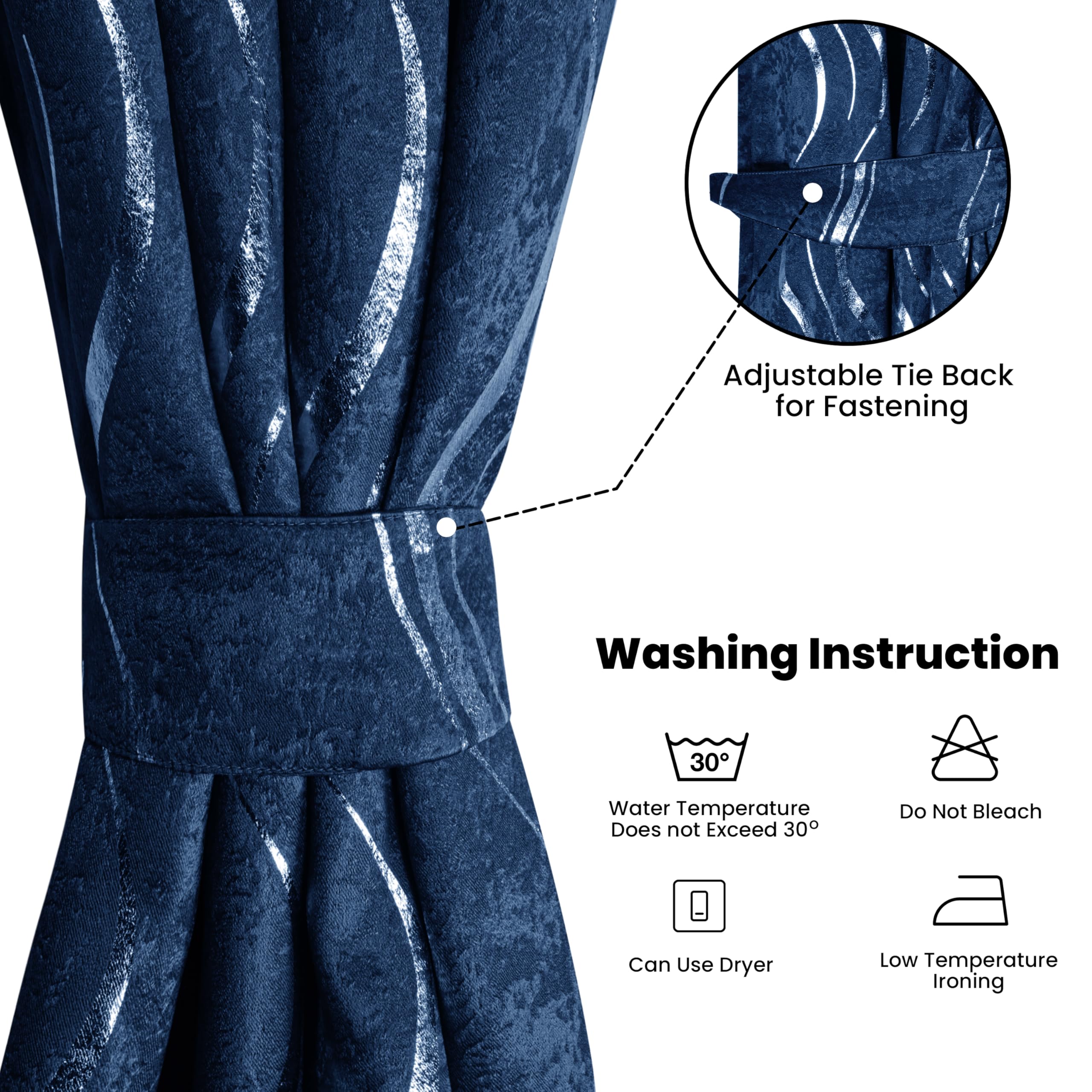 Premium Silver Wave Room Darkening Curtains – Pair