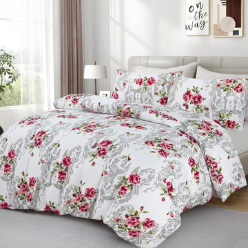 Living Premium Multicolor 4-Piece Microfiber Duvet Set