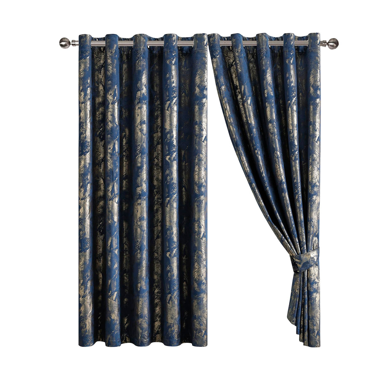 Luxury Metallic Marble Velvet Curtains – Pair