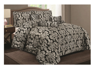 Living Luxury Jacquard Floral Comforter Set – 7pc