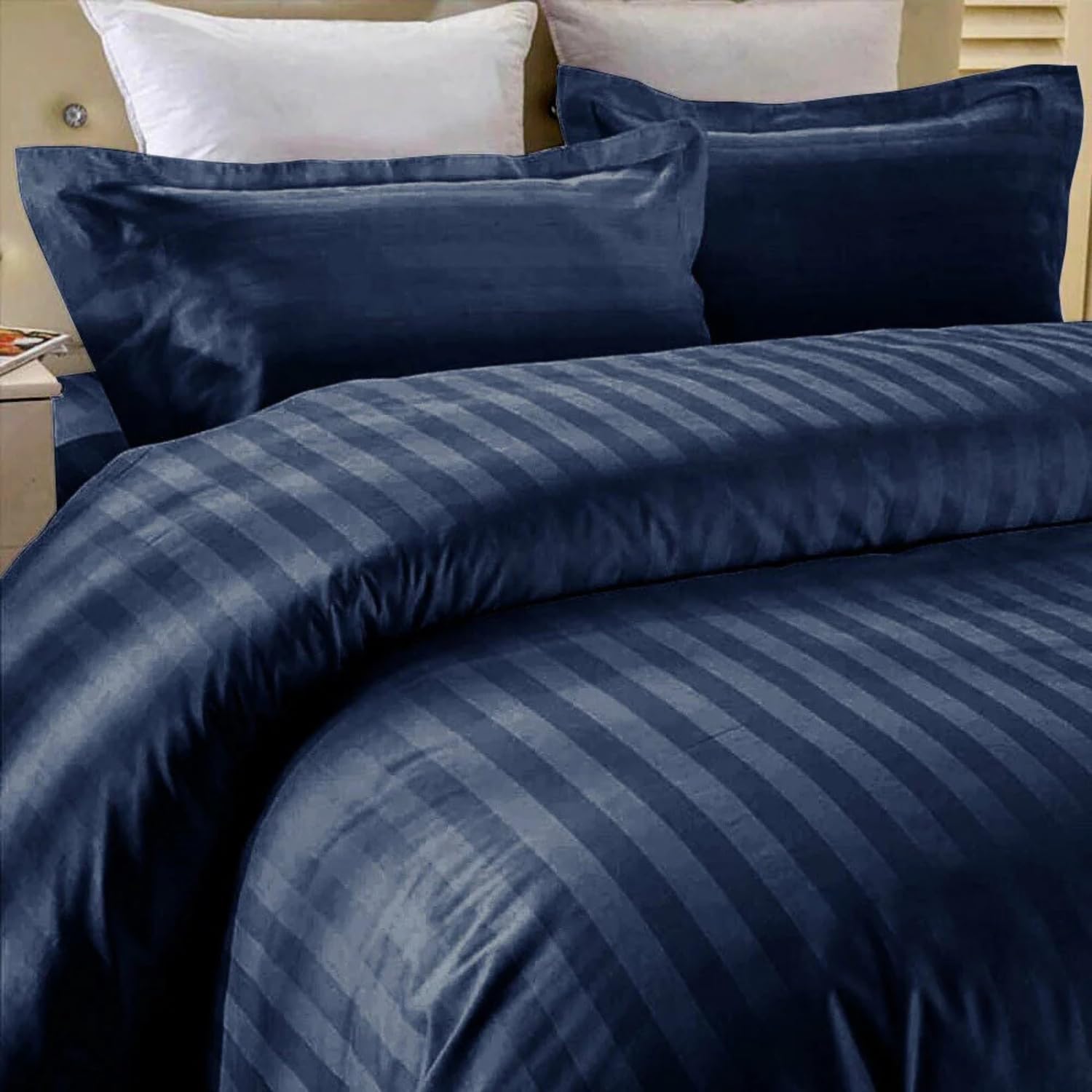 Opulent Living Duvet Cover Set With Pillowcases, Soft Egyptian Cotton Microfiber Bedding Set, Striped Quilt Cover Set, Breathable Easy Care Bedding