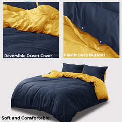 Reversible Plain Duvet Cover Set Beige/Burgundy – Soft Microfibre with Pillowcases