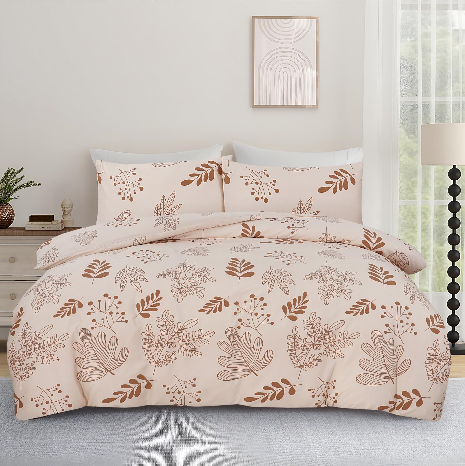 Living Premium Beige 4-Piece Microfiber Duvet Set