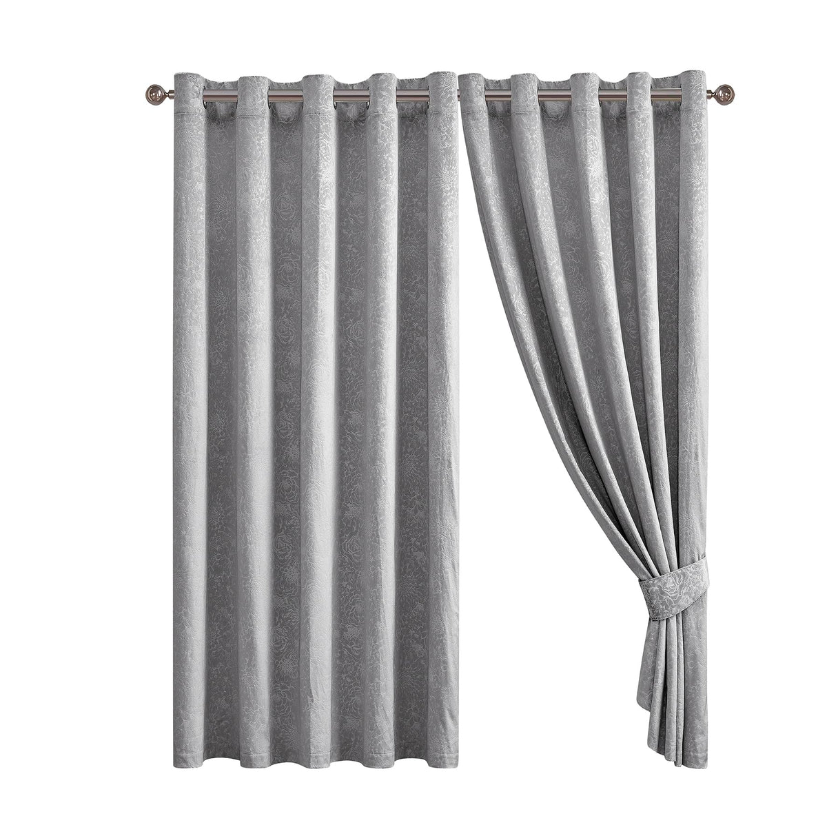 Luxury Floral Jacquard Velvet Curtains – Pair