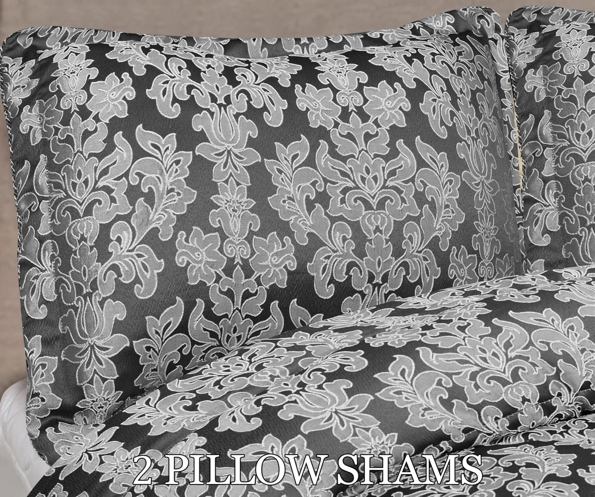 Living Luxury Jacquard Floral Comforter Set – 3pc