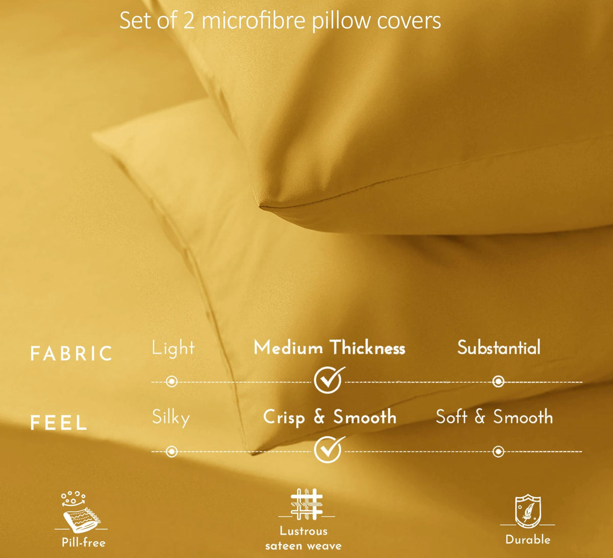 Premium Brushed Microfibre Pillowcases – Set of 2