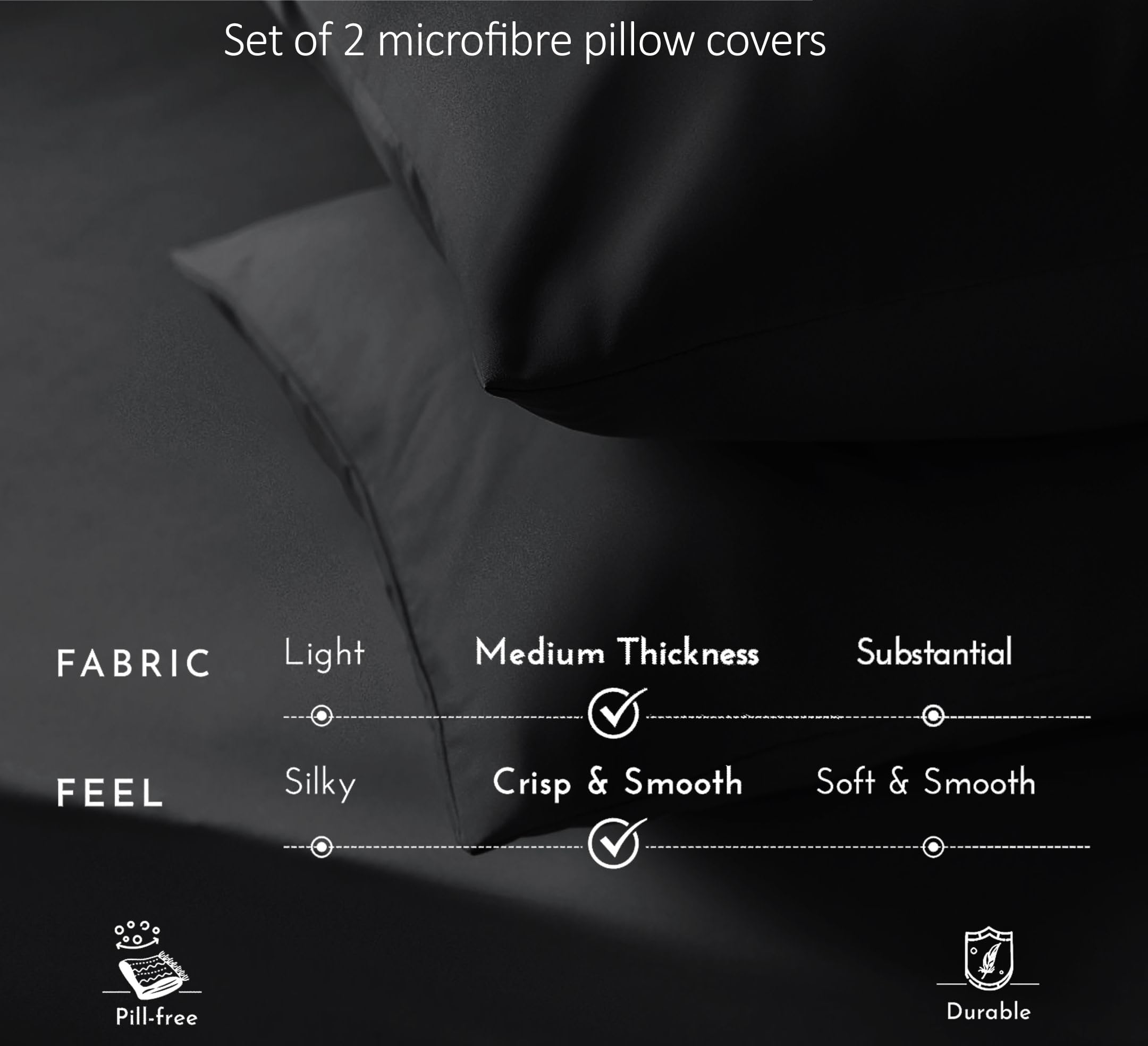 Premium Brushed Microfibre Pillowcases – Set of 2