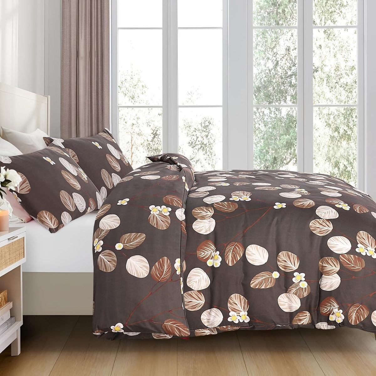 Living Premium Dark Brown 4-Piece Microfiber Duvet Set