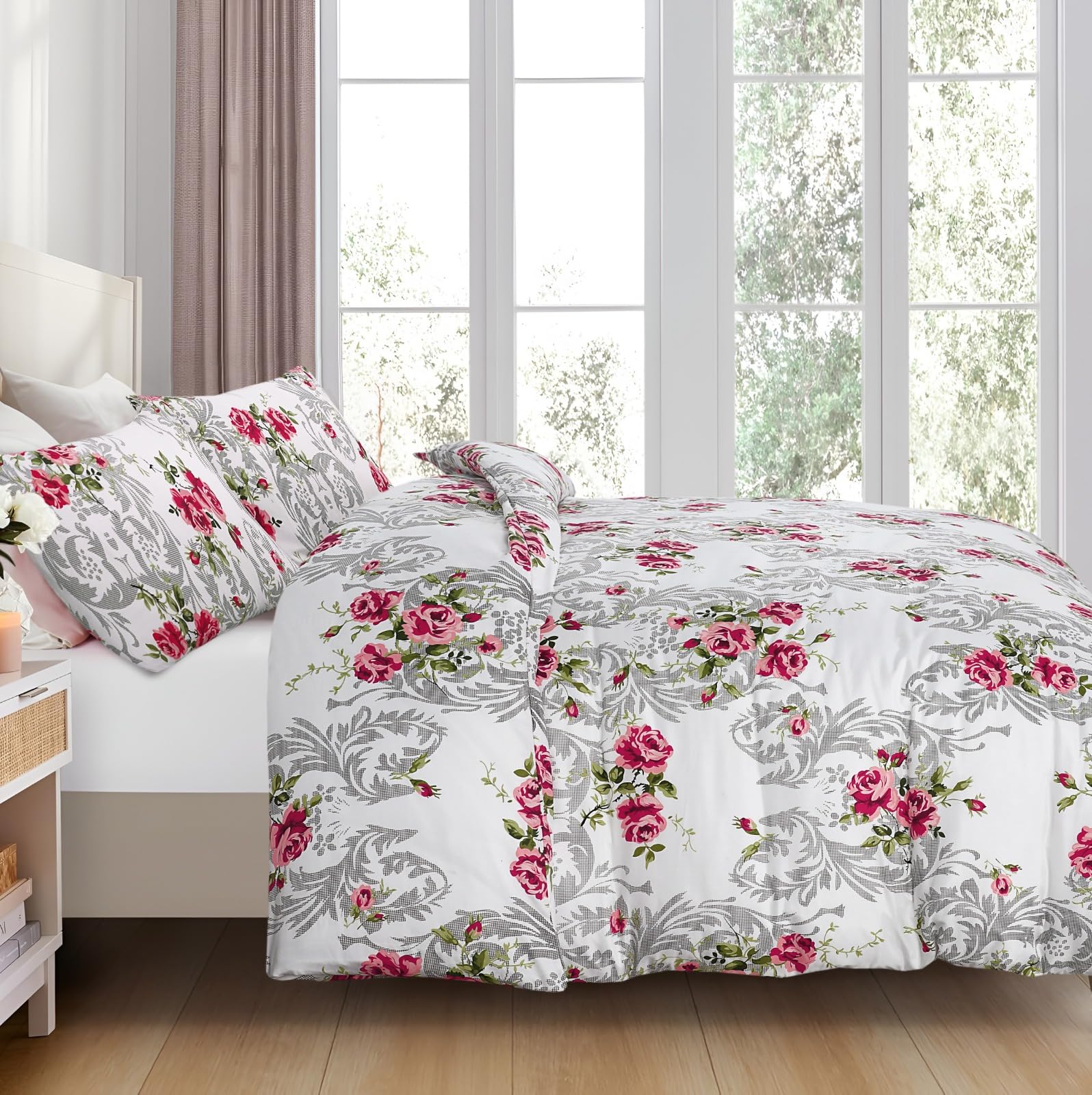 Living Premium Multicolor 4-Piece Microfiber Duvet Set