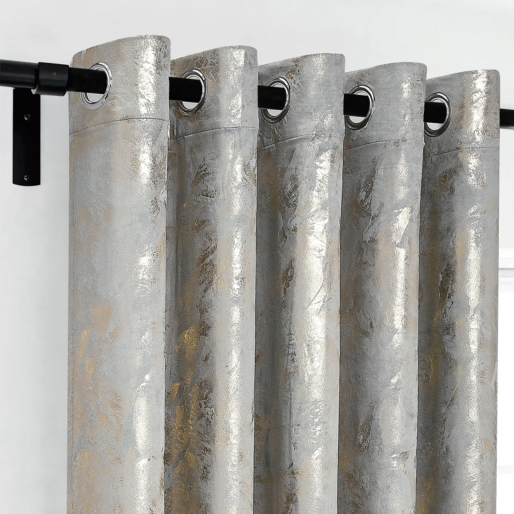 Luxury Metallic Marble Velvet Curtains – Pair