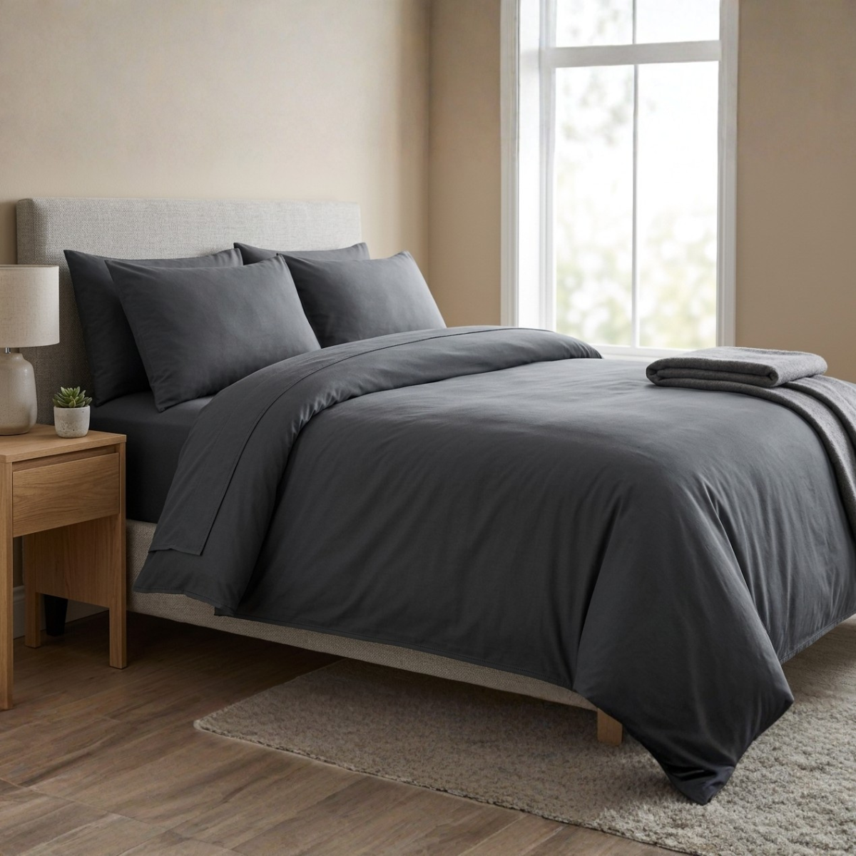 Living Premium Grey Microfibre Duvet Set