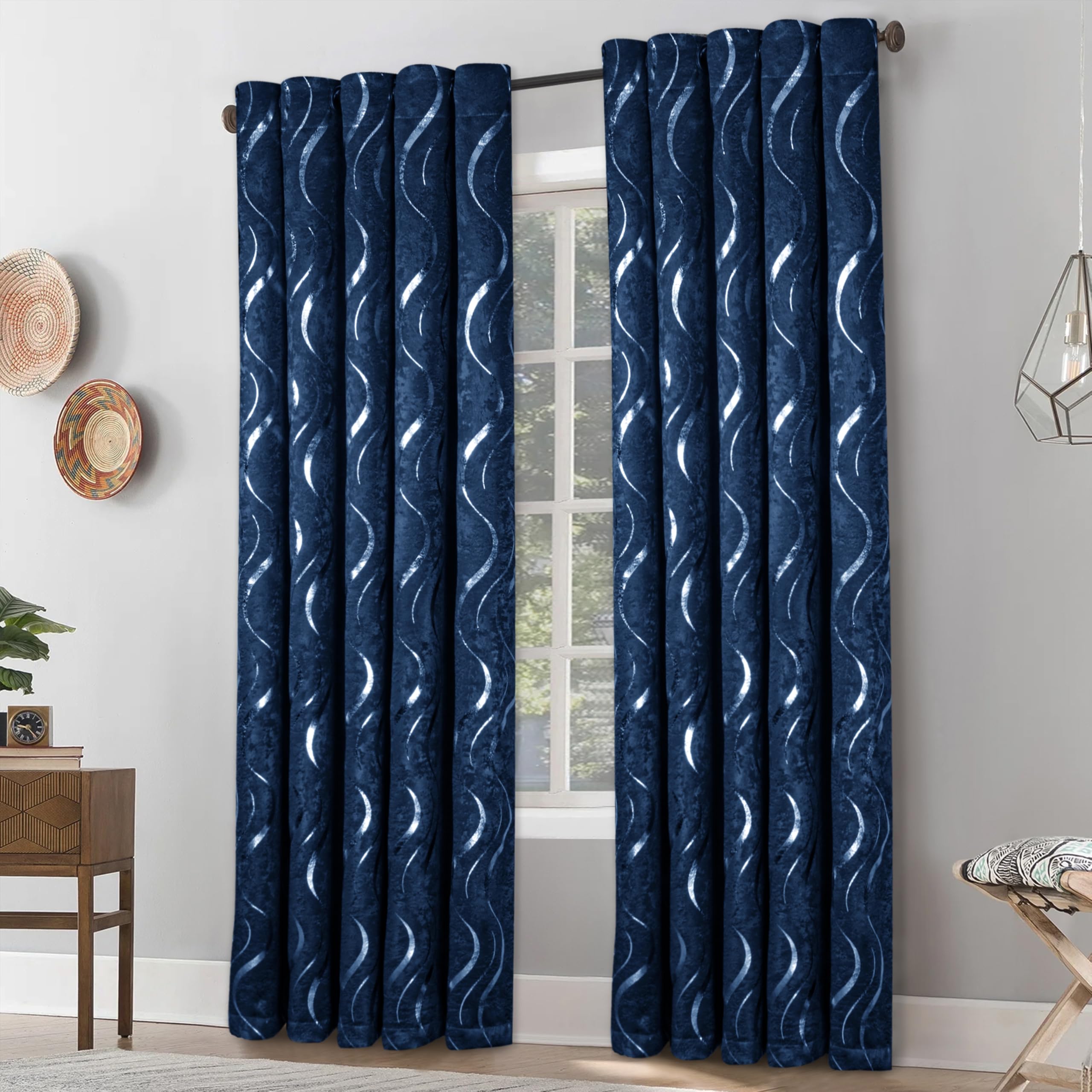 Premium Silver Wave Room Darkening Curtains – Pair