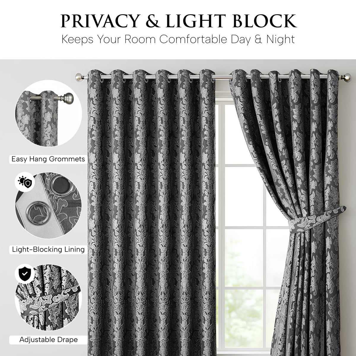 Luxury Jacquard Curtains – Fully Lined Pair