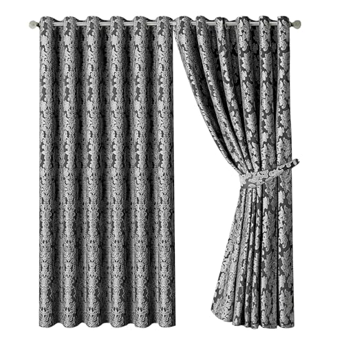 Jacquard Curtains – Fully Lined Ring Top with Tie Backs