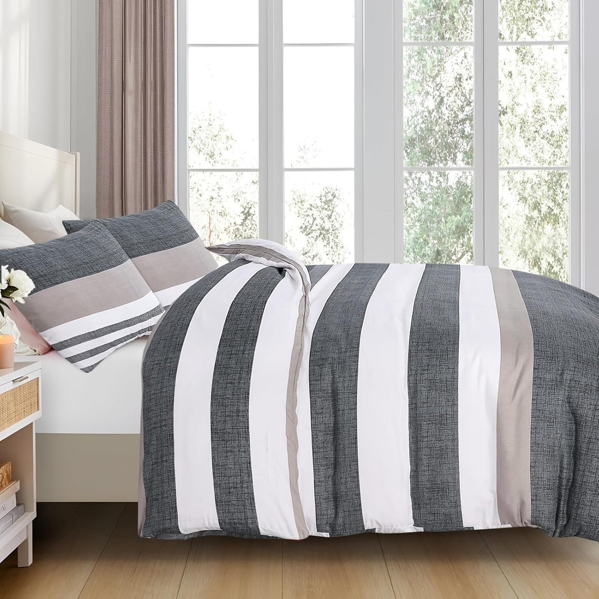 Living Premium Grey 4-Piece Microfiber Duvet Set